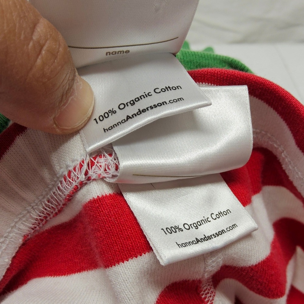 Hanna‎ Andersson Pajama Set Kids Size 3 Red White Green Striped Organic Cotton - Picture 8 of 9